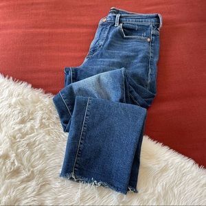 Banana republic mid-rise straight raw hem jeans 27